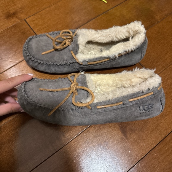 UGG Gray Slippers with Sheepskin Lining - Picture 1 of 2